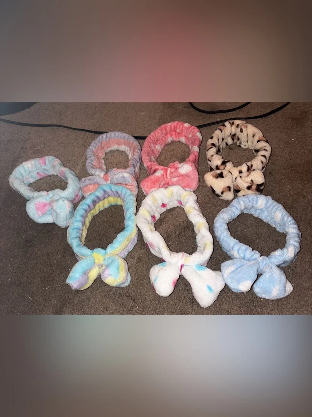 Plush Bow Headband Set - Assorted Pastel Colors